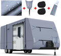 Waterproof Travel Trailer RV Cover with 4 Gutter Spout Covers and 2 Windproof Straps B686003