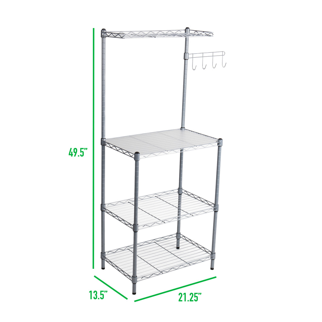 3-Tier Metal Utility Shelf and Microwave Stand with Hooks X92997