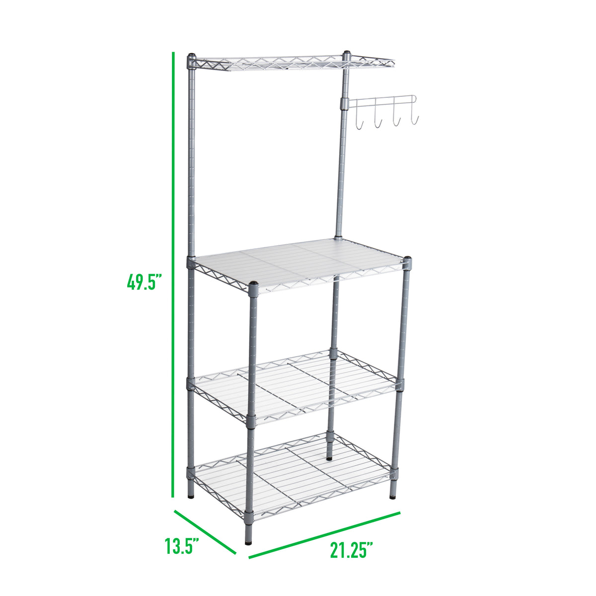 3-Tier Metal Utility Shelf and Microwave Stand with Hooks X92997