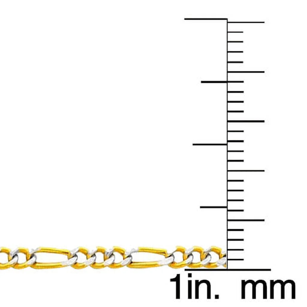 14k Two-Tone Gold Hollow Figaro Chain Necklace 16 inch O440
