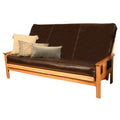 Faux Leather Queen Size Futon Cover in Java Brown E551532