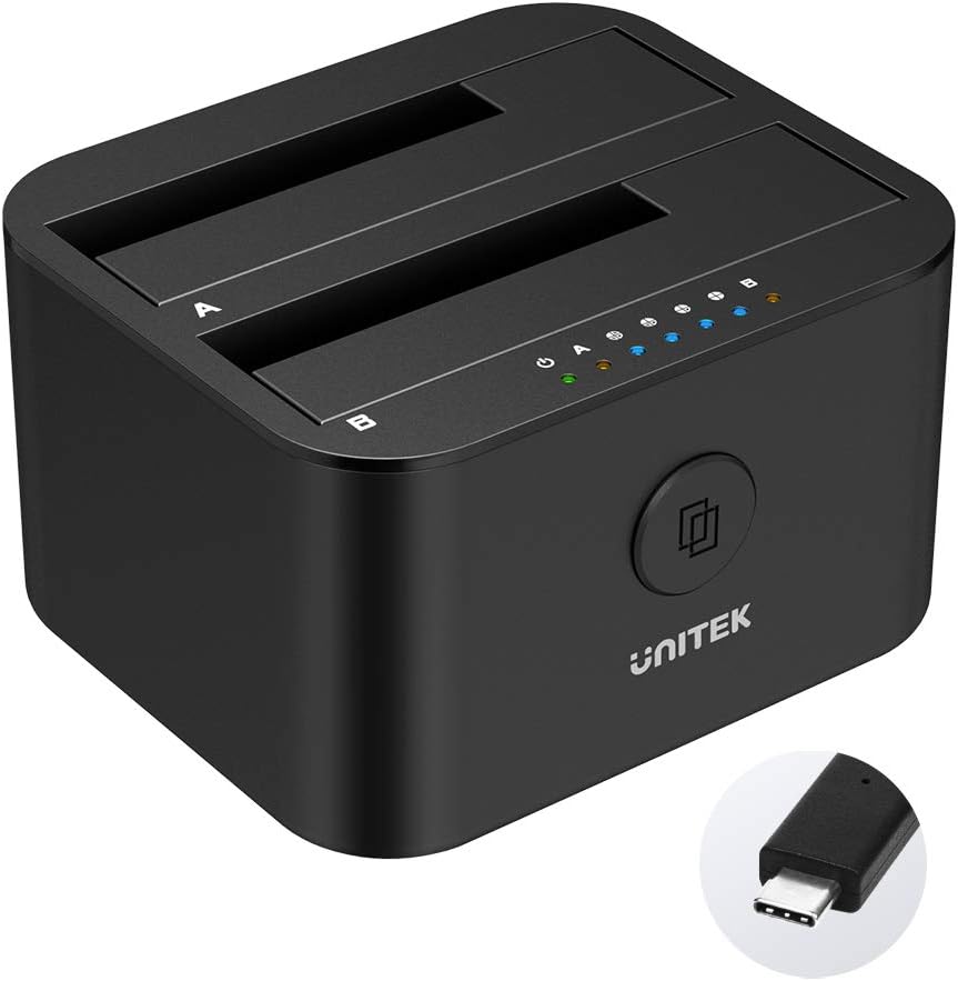 USB 3.0 to SATA Dual Bay External Hard Drive Docking Station for 2.5/3.5-inch HDD SSD, Offline Clone Duplicator, UASP, 16TB, 12V/3A Power Adapter, Pack of 2 M7524
