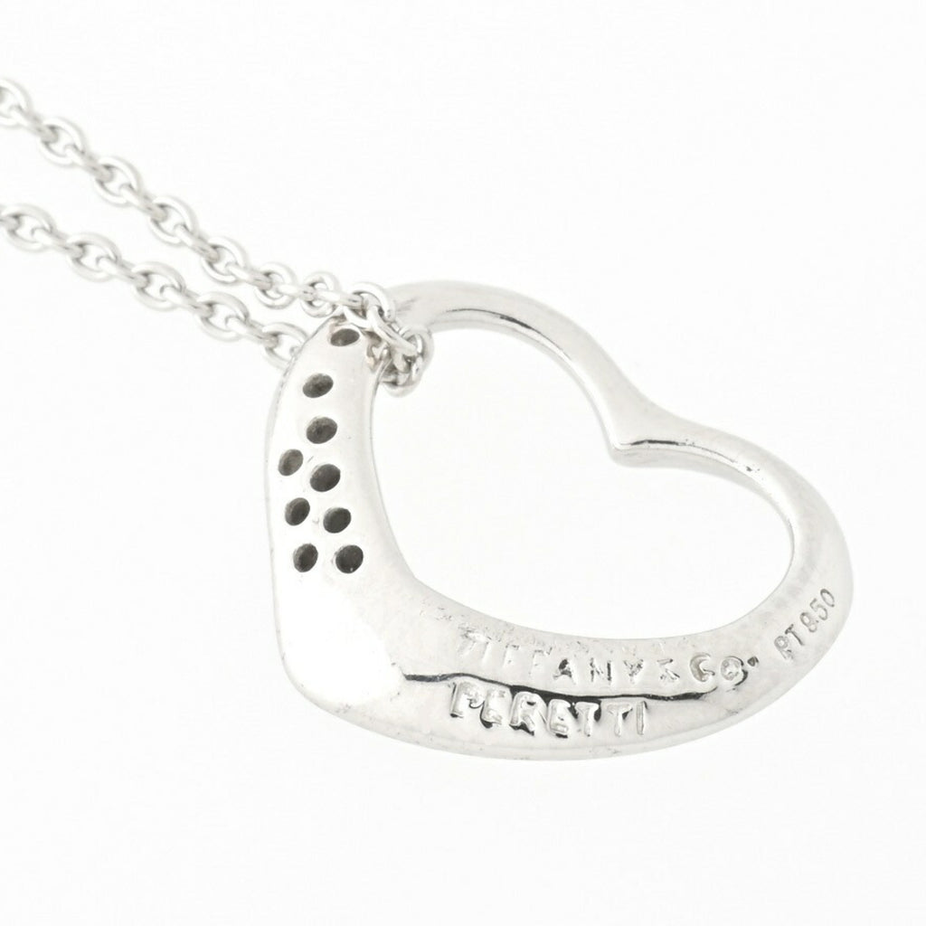 Tiffany pendant necklace open heart platinum diamond 41 cm W700