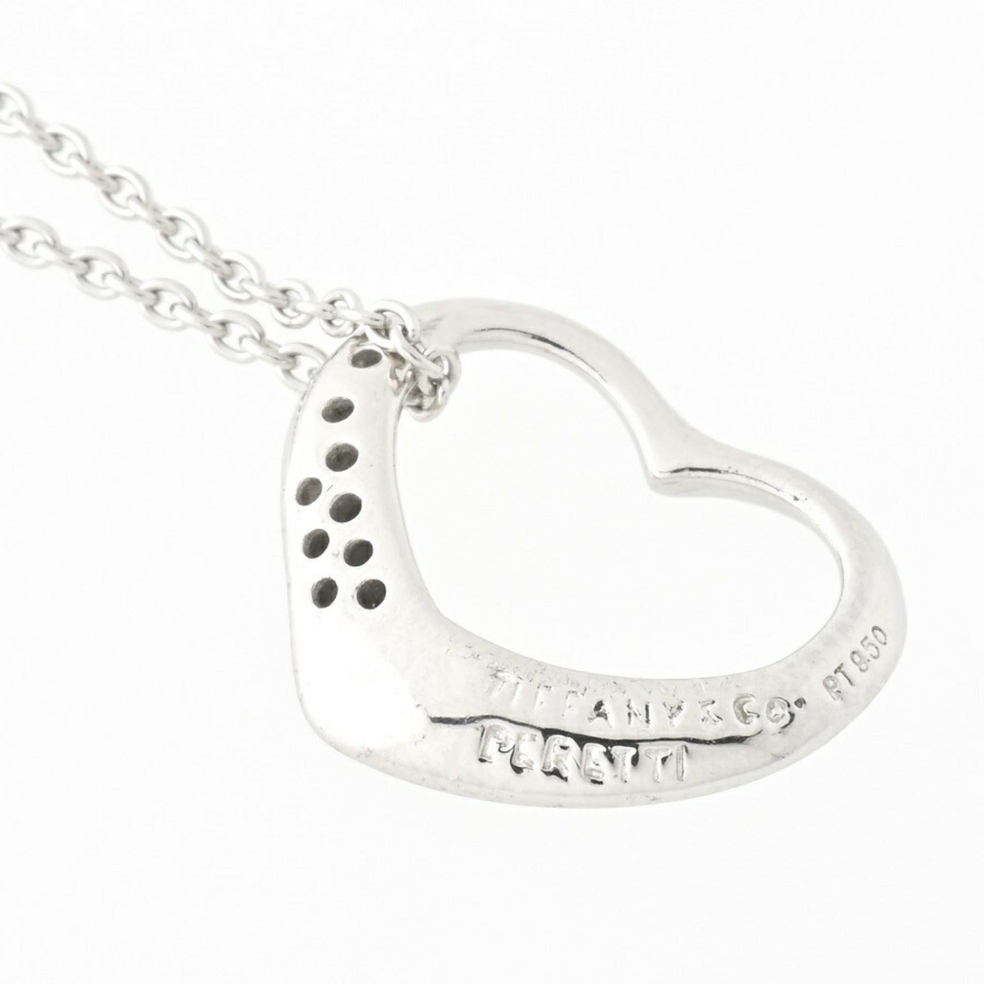 Tiffany pendant necklace open heart platinum diamond 41 cm W700