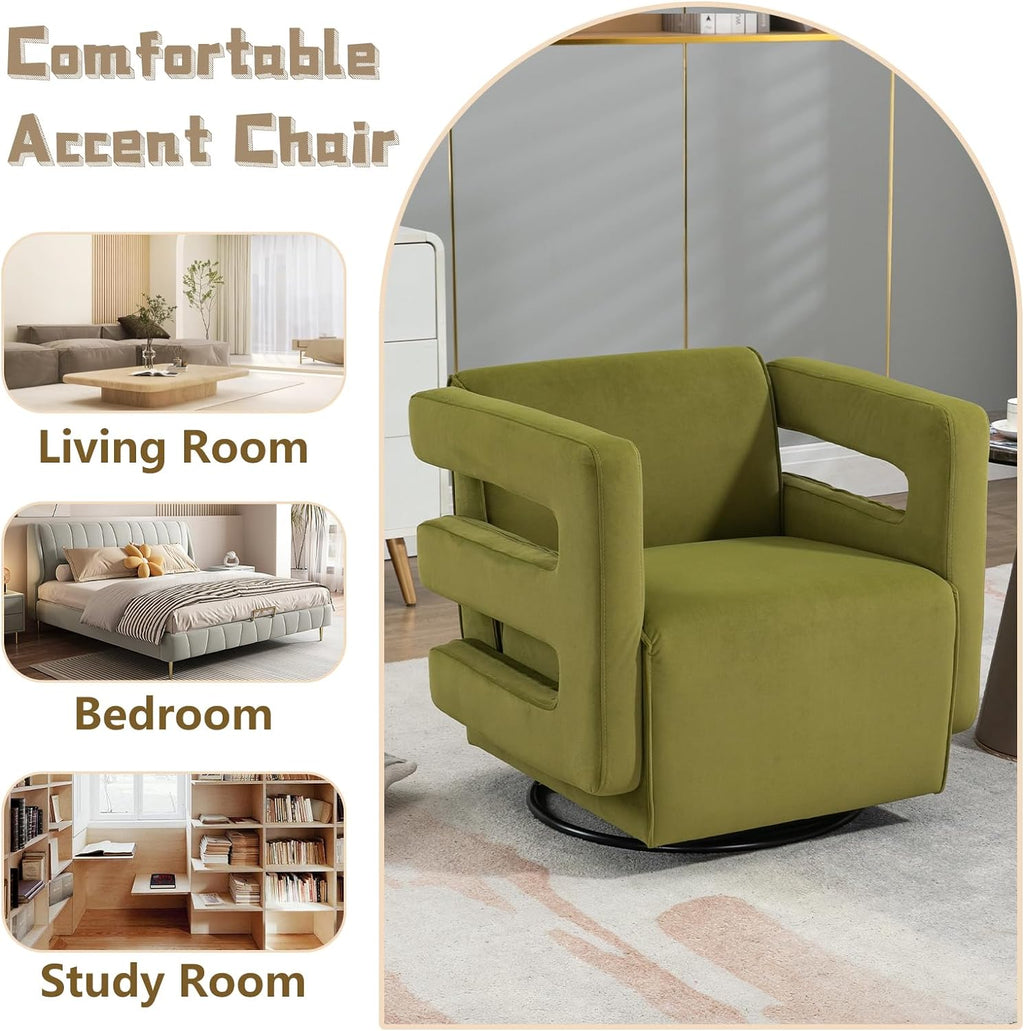 Olive Upholstered Swivel Accent Chair R32499