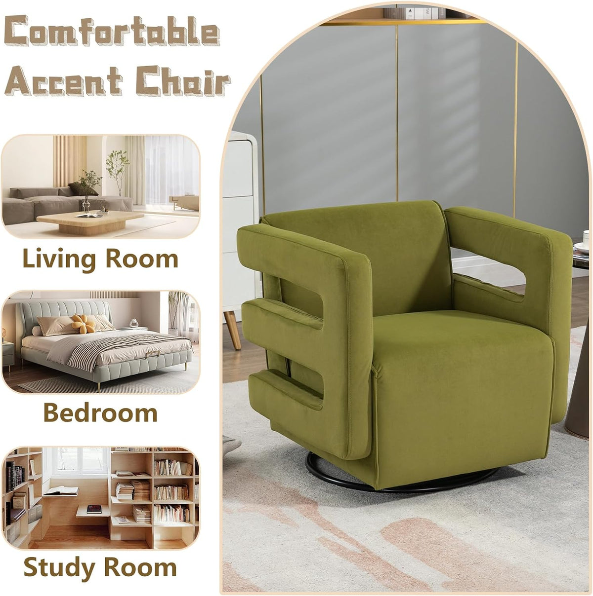 Olive Upholstered Swivel Accent Chair R32499