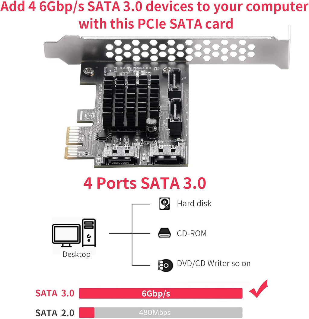 PCIe SATA Card 4 Port Expansion Card C935