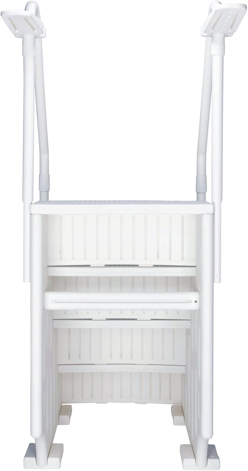 White Adjustable Above Ground Swimming Pool Ladder with Handrails S385