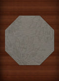 Silver Floral Leaves 6' x 6' Octagon Area Rug S4485