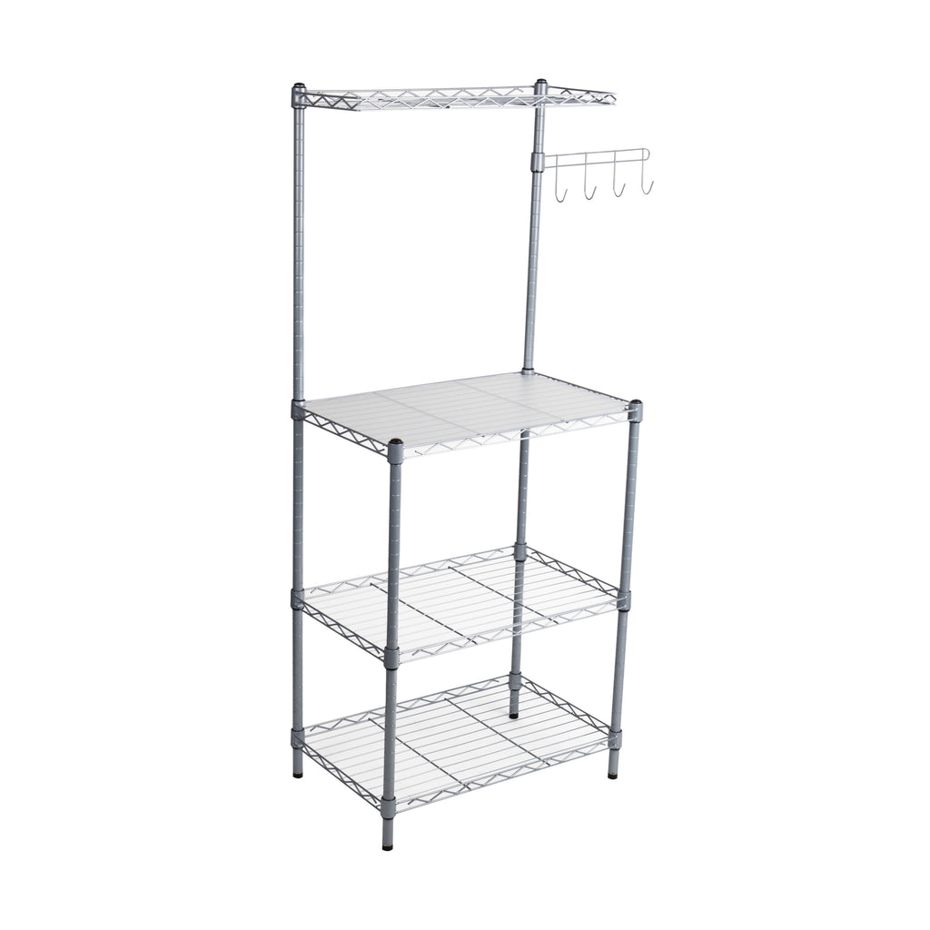 3-Tier Metal Utility Shelf and Microwave Stand with Hooks X92997