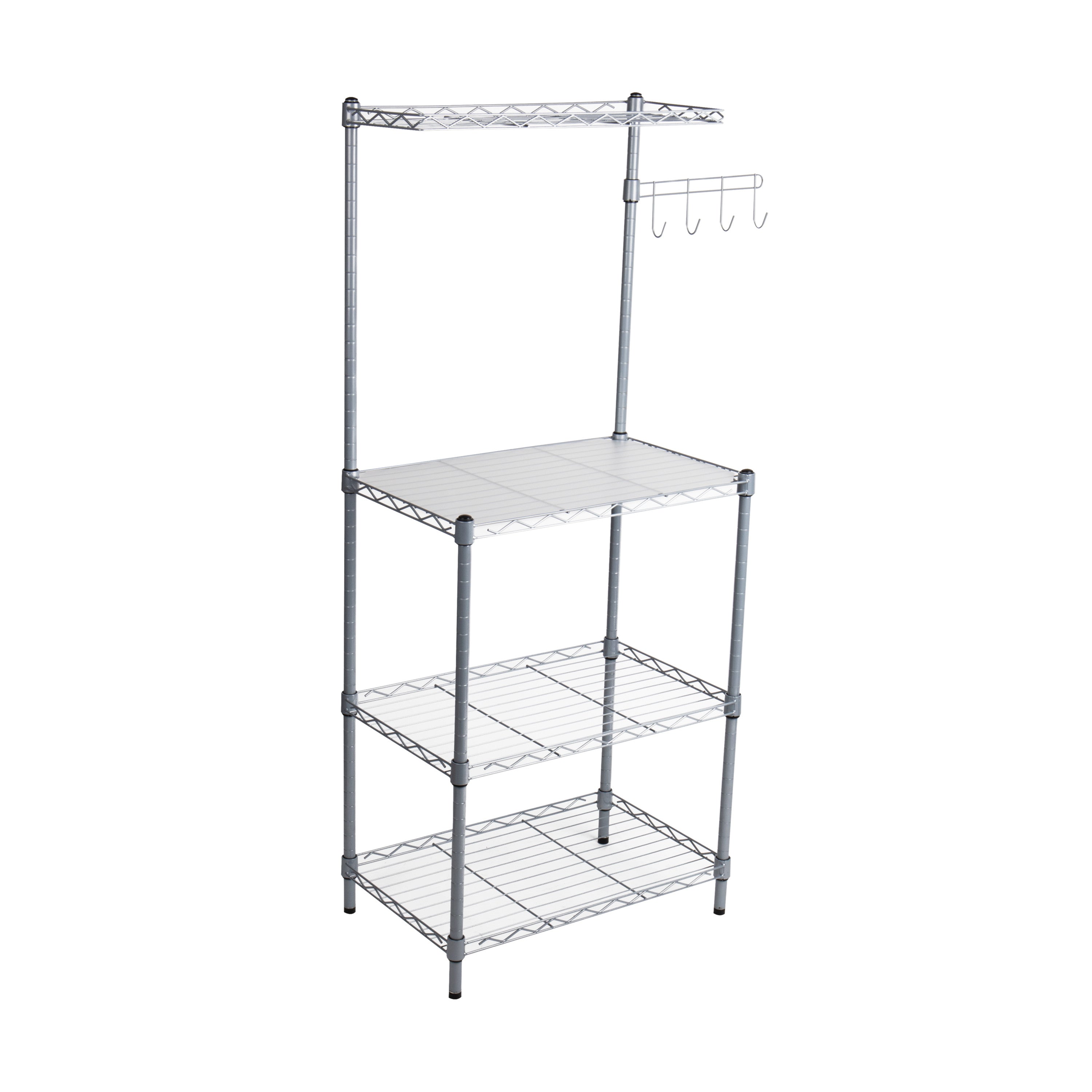 3-Tier Metal Utility Shelf and Microwave Stand with Hooks X92997