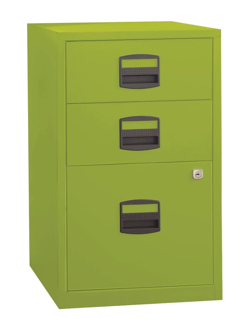 Green Three Drawer Steel Filing Cabinet R3307