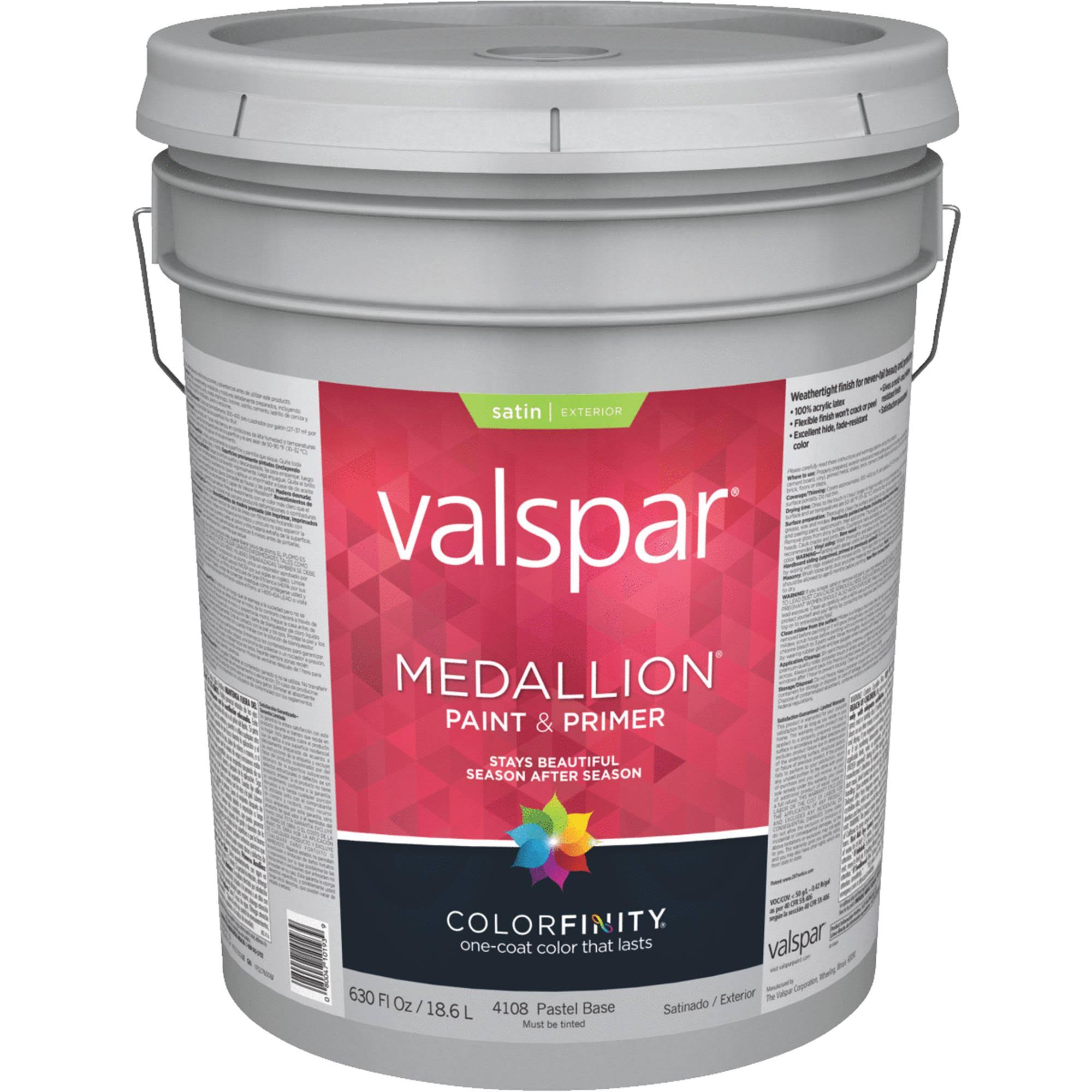 Exterior House Paint, Pastel Base, Satin, 5 Gal Pail E26834