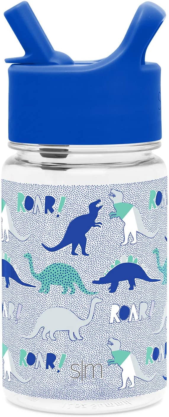 12oz Tritan Plastic Kids Water Bottle with Straw Lid C7869