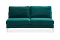 Teal Velvet Armless 2 Seater Sofa with Silver Leg C8667