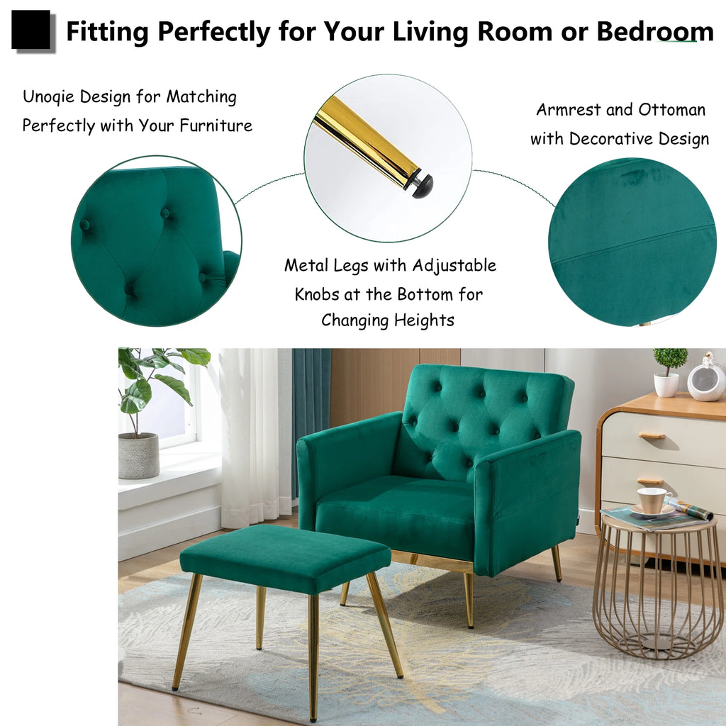 Velvet Accent Chair with Ottoman Q44450