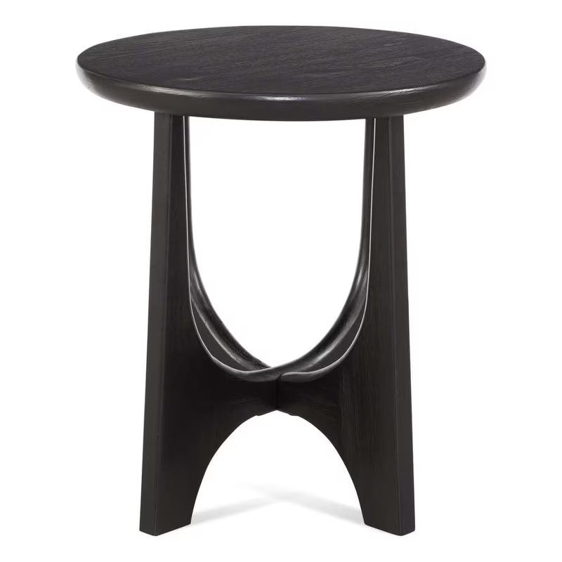 Black Wood Round End Table Y250327