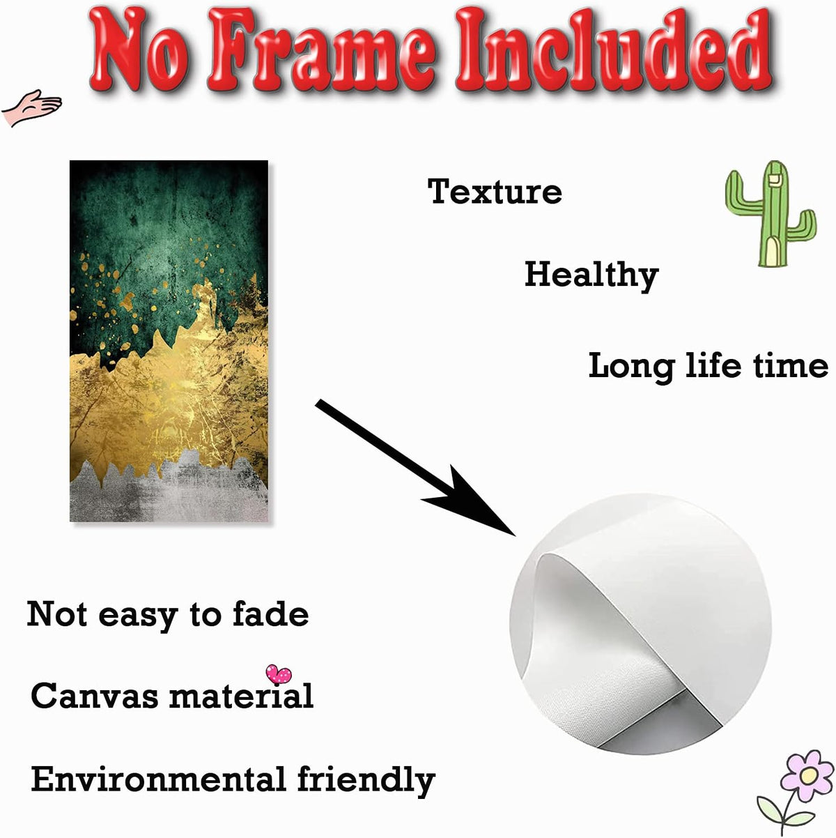 Green Gold Canvas Wall Art Abstract Poster 50x100cm No Frame B1048