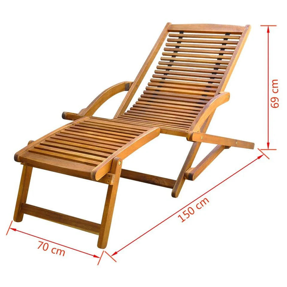 Acacia Wood Deck Chair with Footrest S735767