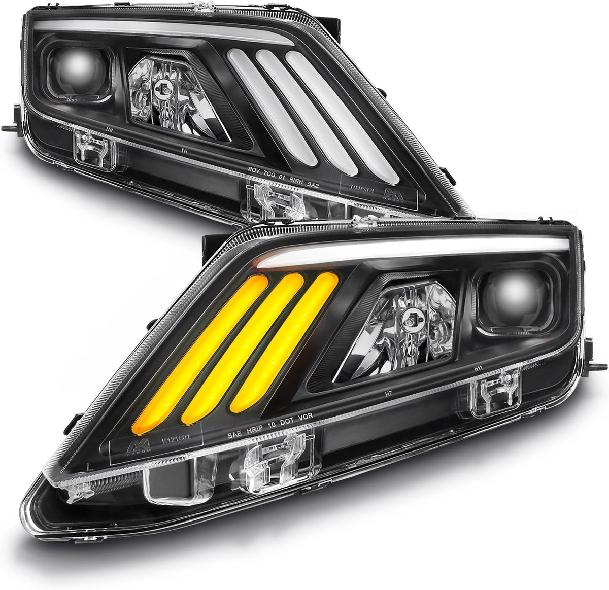 Chrome Projector Headlights with Sequential Turn Signal K7673