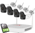 4Pcs WiFi NVR Security Camera System with 1TB Hard Drive J728963