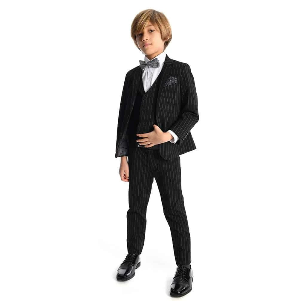 Black Pinstripe Two-Piece Mod Suit Q8414