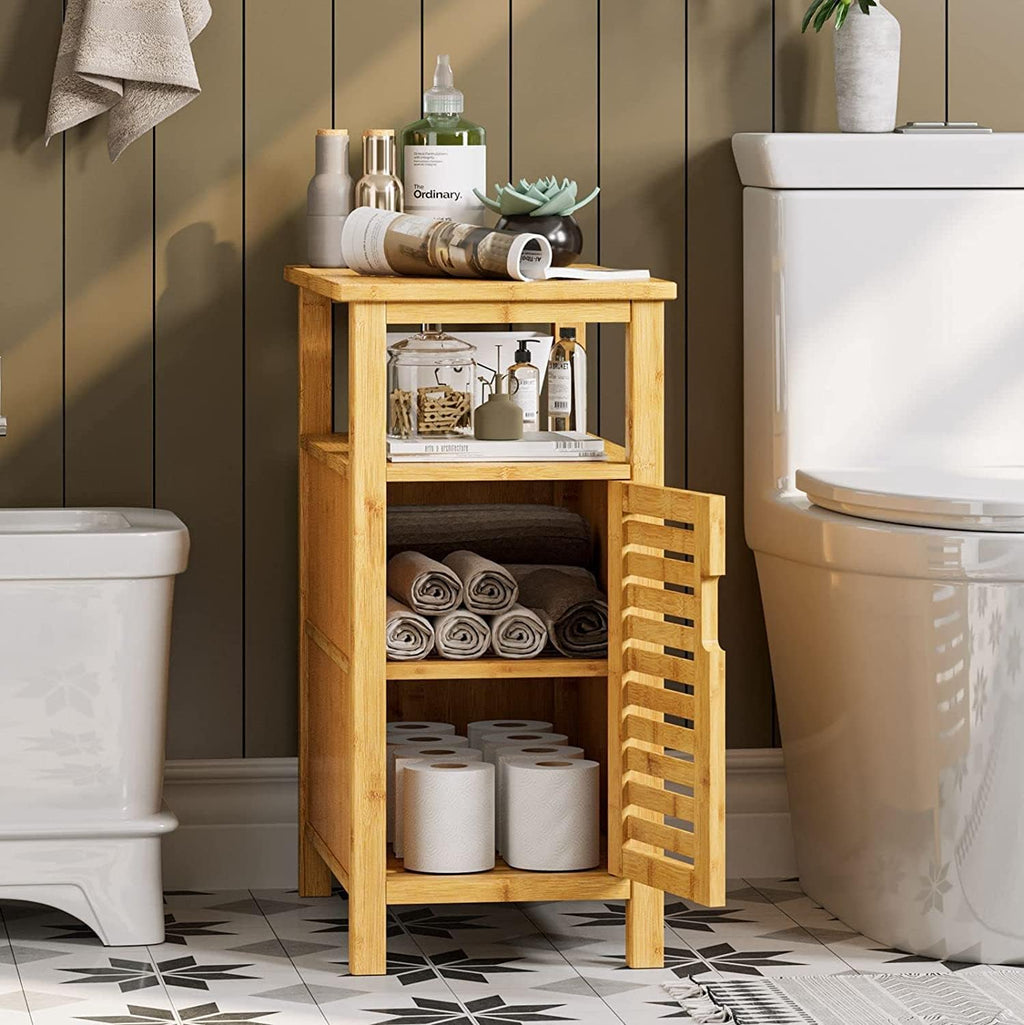 Bamboo 3-Tier Narrow End Table with Storage Shelf A11083