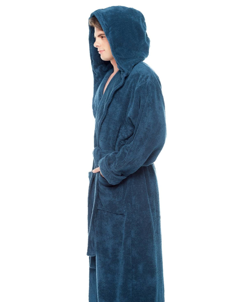 White Medium Hooded Turkish Cotton Bathrobe M7170
