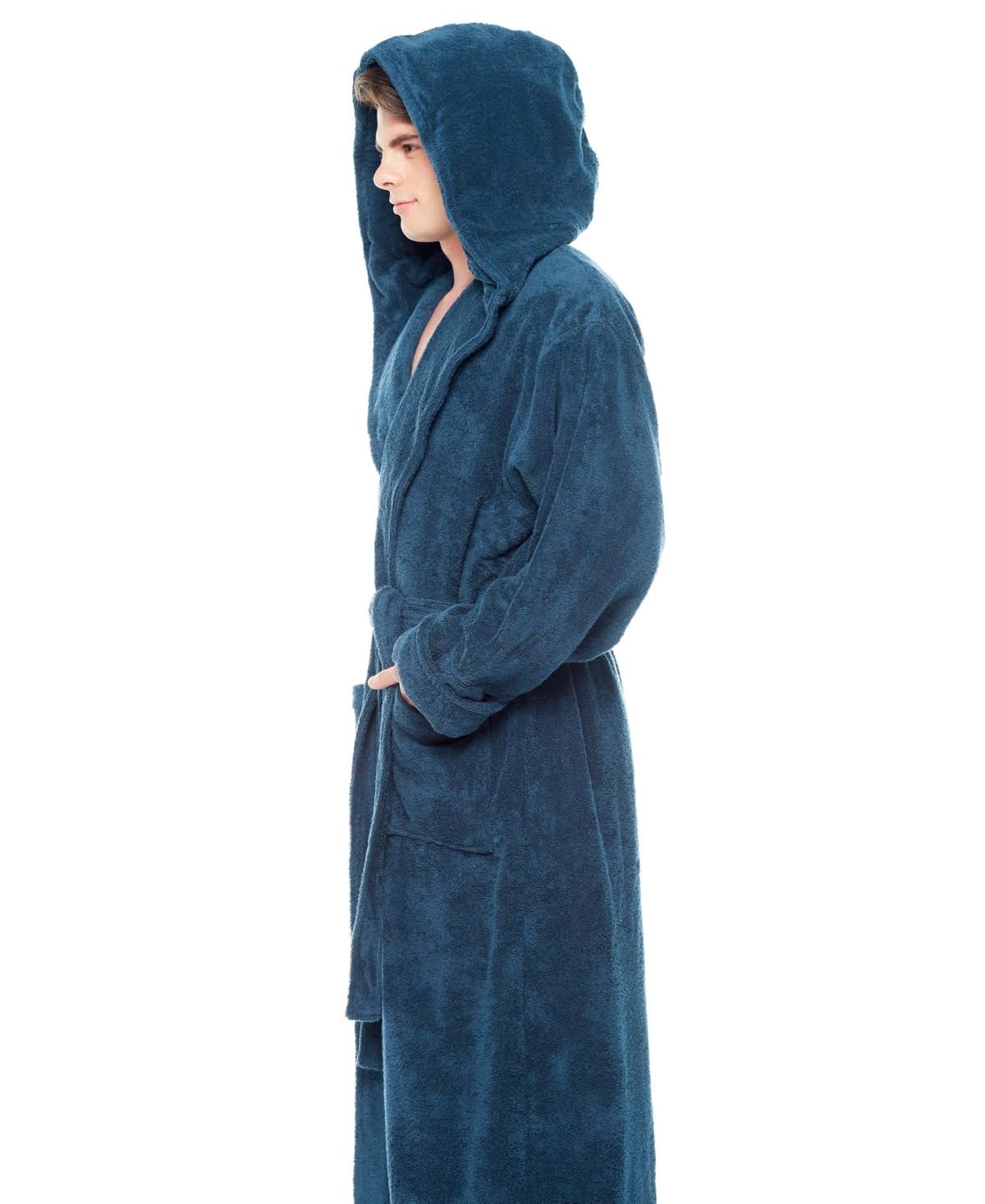 White Medium Hooded Turkish Cotton Bathrobe M7170
