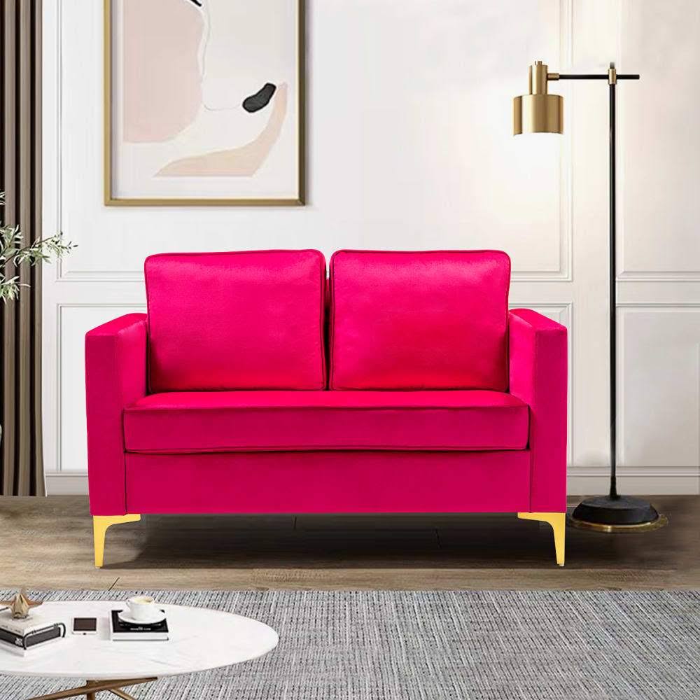 Pink Velvet Loveseats with Golden Base Z506