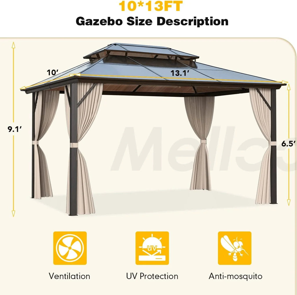 10' x 13' Outdoor Hardtop Gazebo with Aluminum Frame Z631202