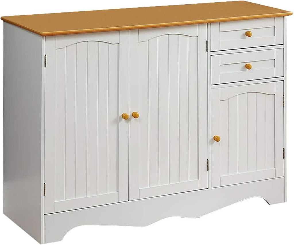 White Wood Top Kitchen Island on Wheels with Storage T640