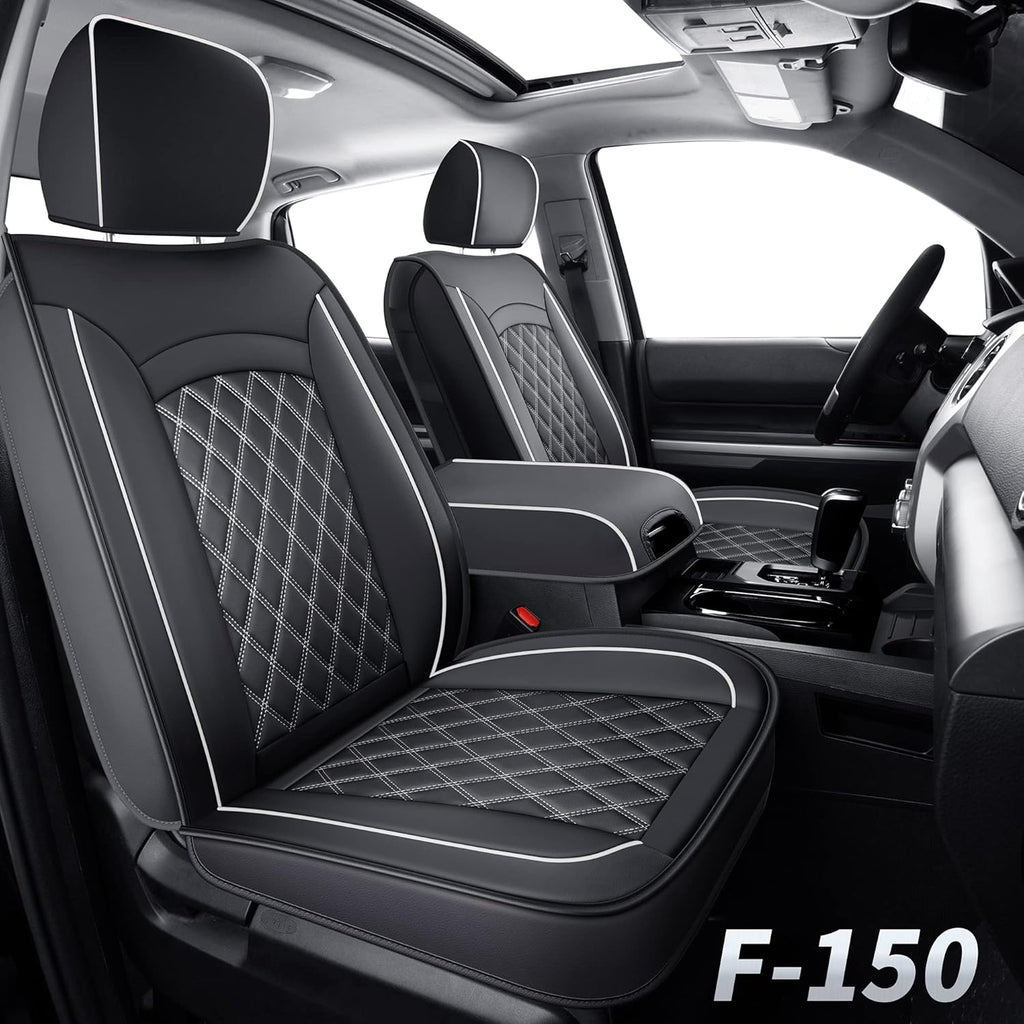 Black Faux Leather Seat Covers Front Set 2pcs E964670