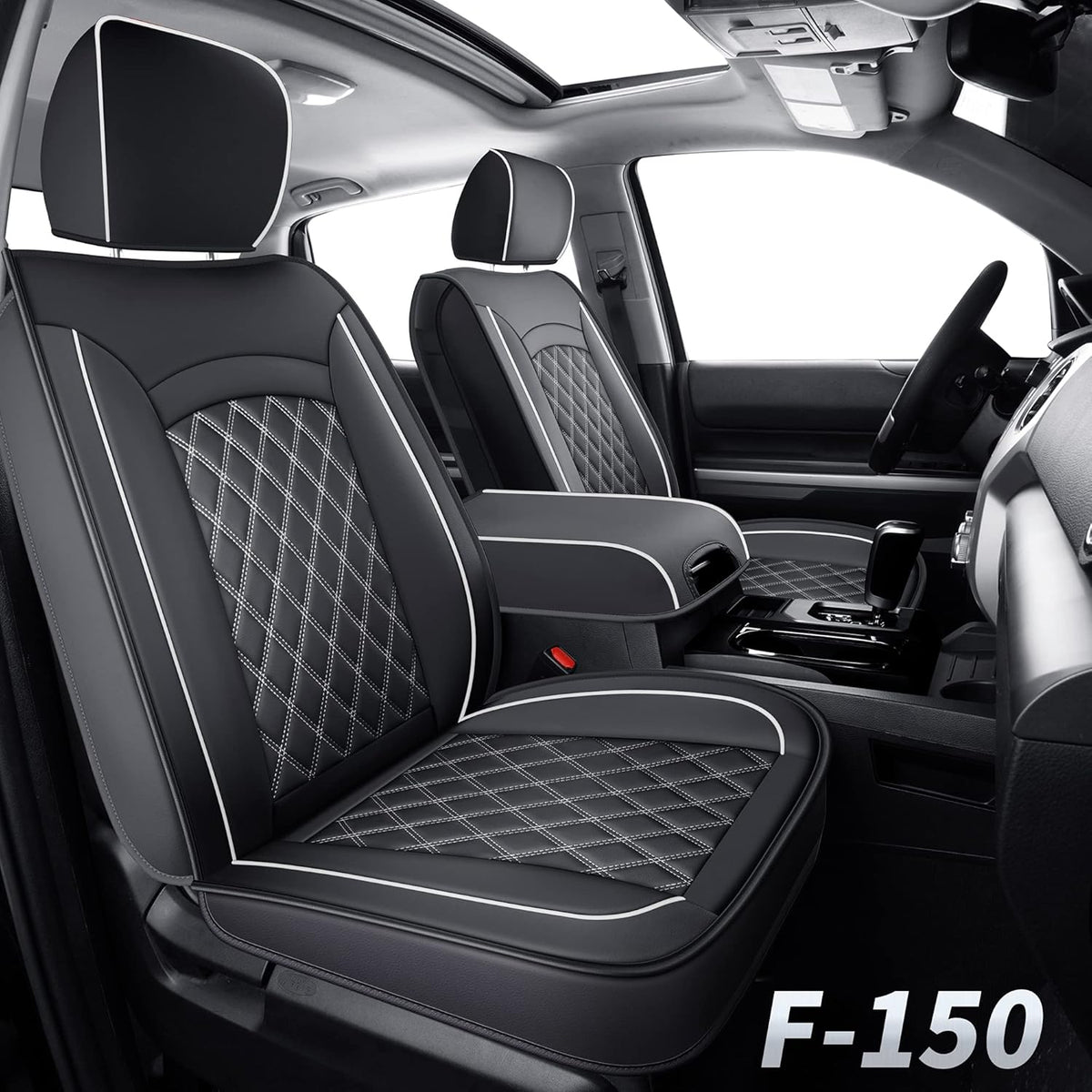 Black Faux Leather Seat Covers Front Set 2pcs E964670