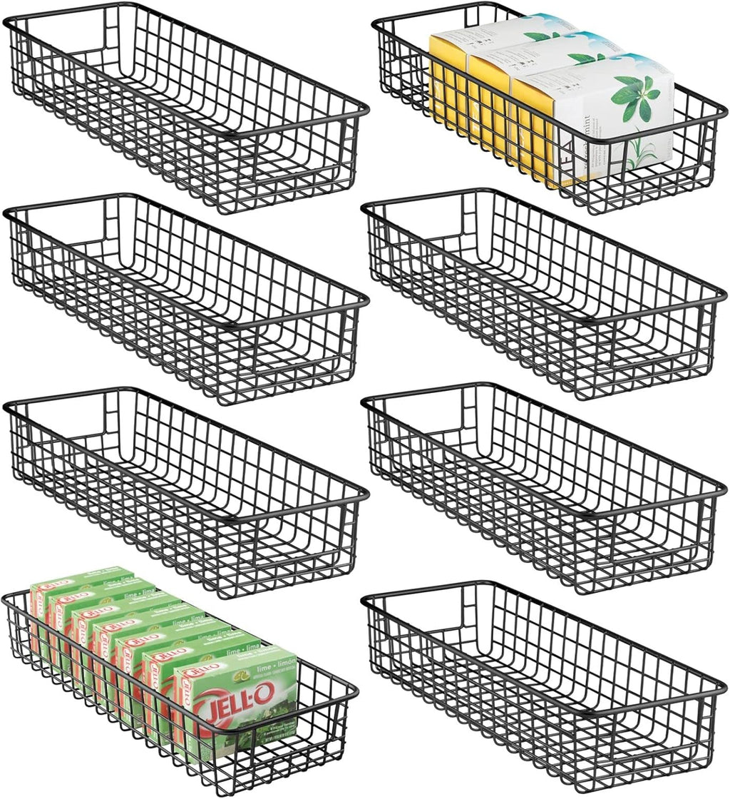 Bronze Metal Wire Food Organizer Storage Bin Basket with Handles, 8 Pack C438667