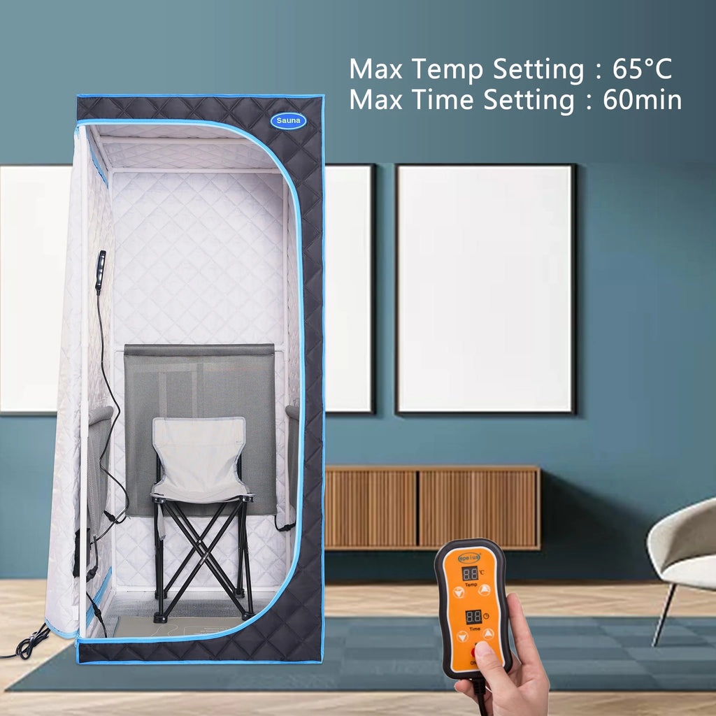 Portable Full Size Black Infrared Sauna Tent with Heating Foot Pad and Foldable Chair E706