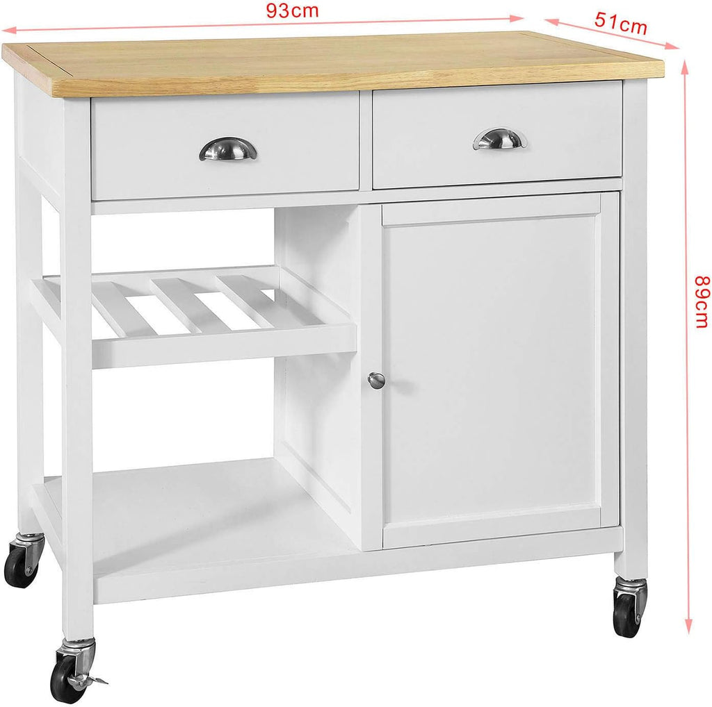 Kitchen Cart with Rubber Wood Top and Wide Drawer N1106