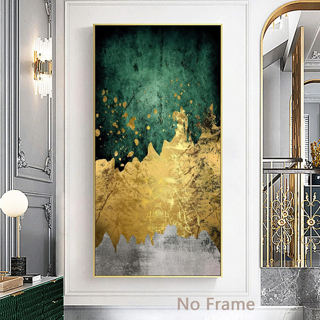 Green Gold Canvas Wall Art Abstract Poster 50x100cm No Frame B1048
