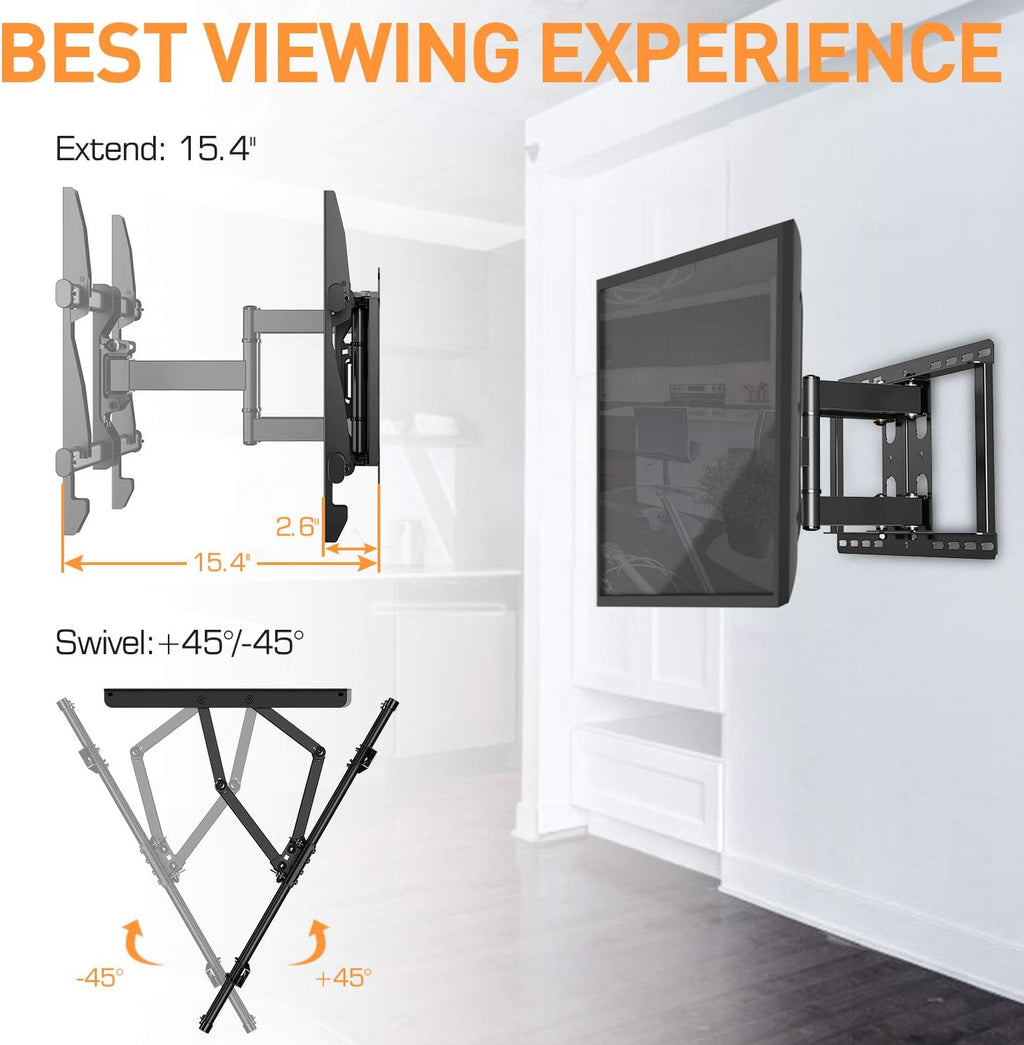 Full Motion 6-Arm TV Wall Mount for 42-75 Inch Flat Screen TVs, Max VESA 600x400mm, 100 lbs, Pack of 2 T65254