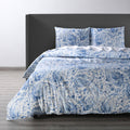 Queen Blue Cotton Percale Printed Duvet Cover Set P226