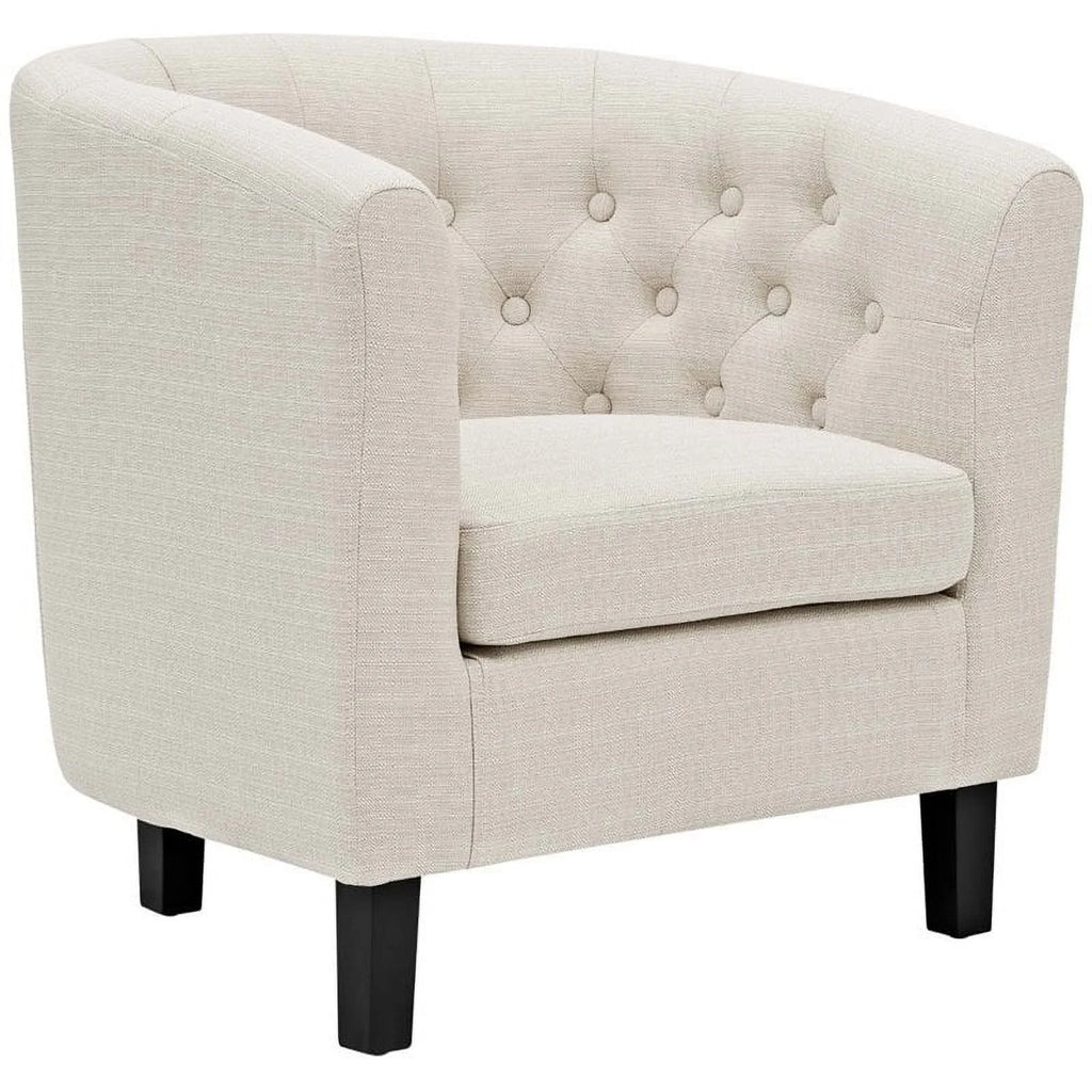 Beige 2 Piece Tufted Polyester Fabric Arm Chair Set V9831