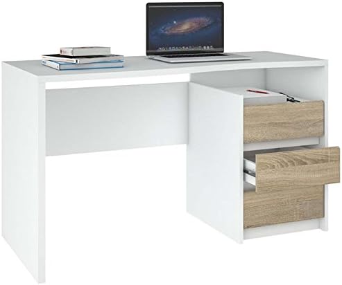 2 Piece Bookcase and Writing Desk Set in White and Oak V5050