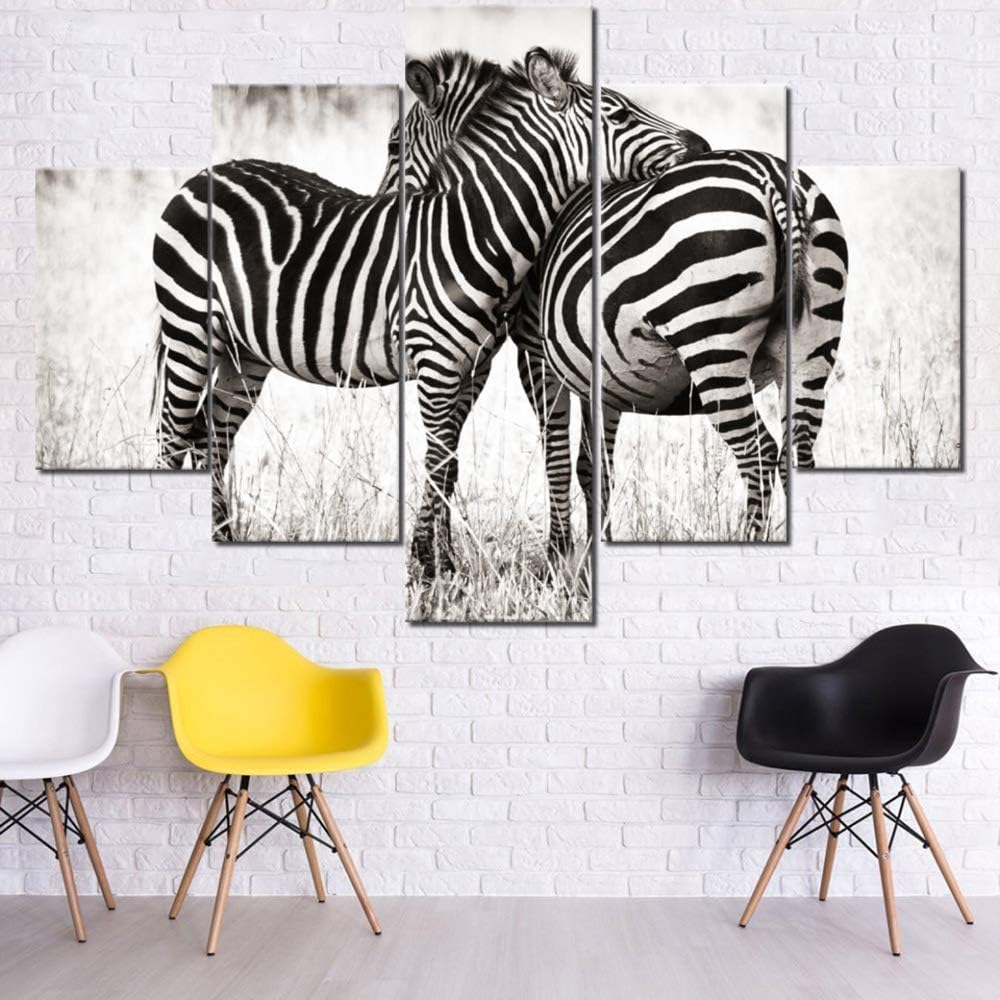 5 Piece Black Canvas Wall Art Safari Artwork Framed Ready to Hang Posters and Prints I423