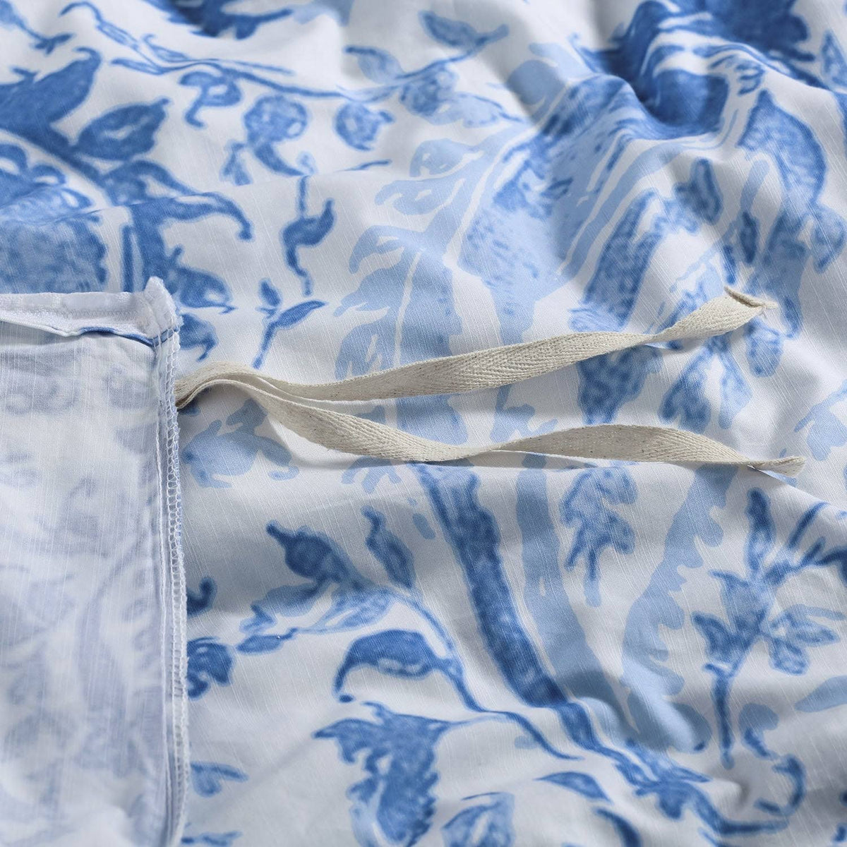 Queen Blue Cotton Percale Printed Duvet Cover Set P226