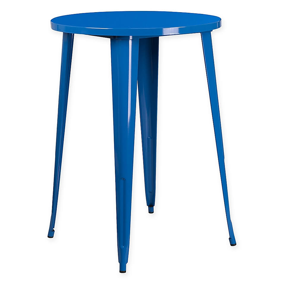 Blue Round Metal Cafe Table E90666