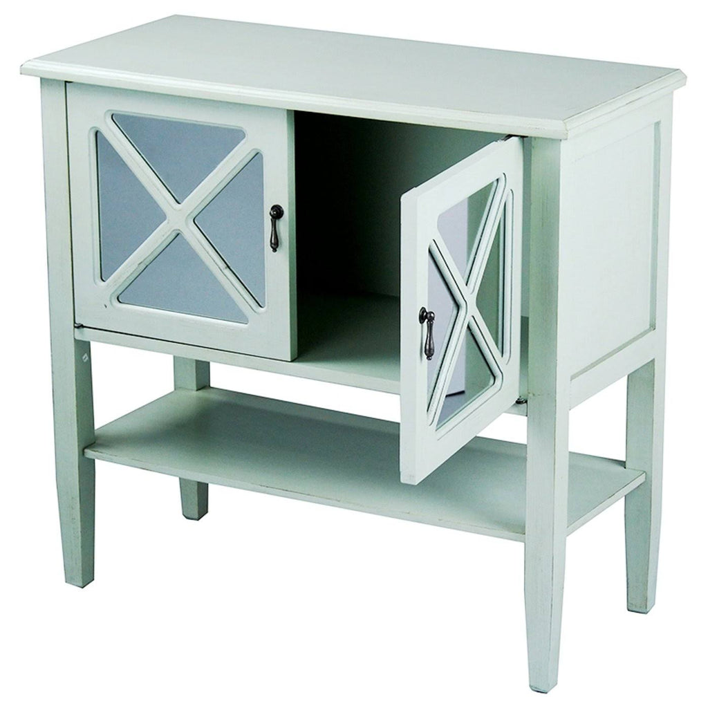 Light Sage Wood Console Cabinet with 2 Doors and Shelf F632