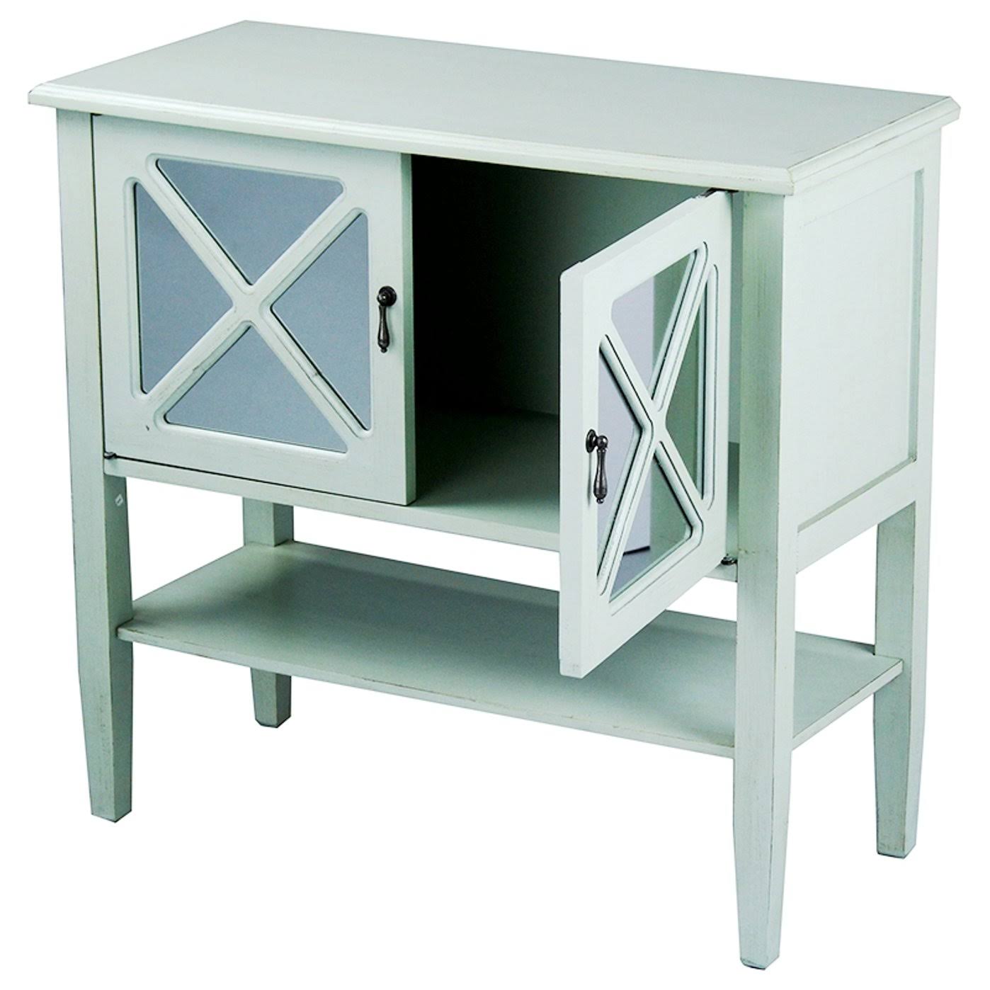 Light Sage Wood Console Cabinet with 2 Doors and Shelf F632