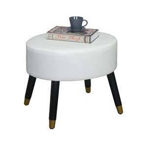 White Faux Leather Ottoman Stool I64340