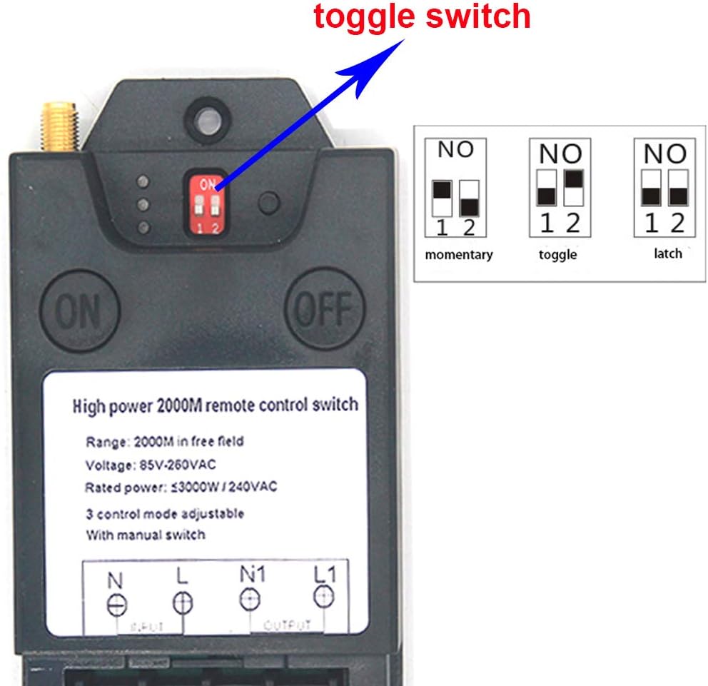2000 Meters Wireless Remote Control Switch AC 110V 220V Relay Transmitter Pack of 2 K418931