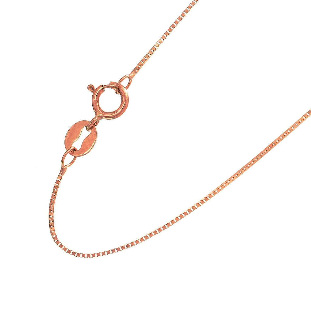 14k Solid Rose Gold Box Chain Necklace, Spring Ring Clasp - 16 Inches F5451